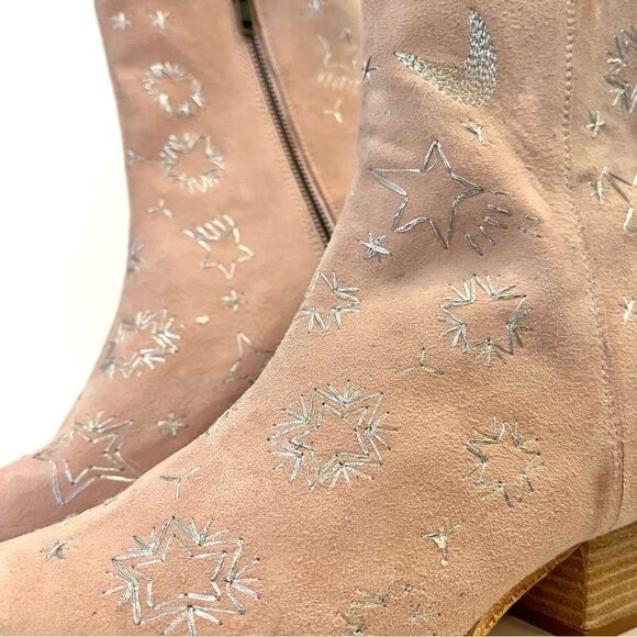 Free People Suede Embroidered Bowers Boots In Perfect Pink Size 7.5 (38) NIB - Picture 8 of 16